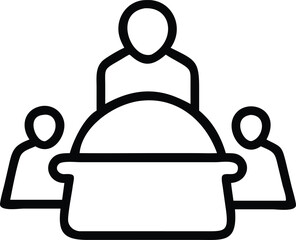 Business people and a woman with a tray are cooking food in a kitchen, a vector cartoon illustration set