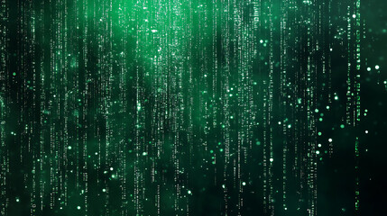 Green digital rain falling code matrix style abstract background technology and futuristic concept