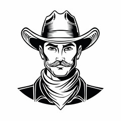 Cowboy Gun Image. Confident Cowboy Image Vector Isolated on white background.