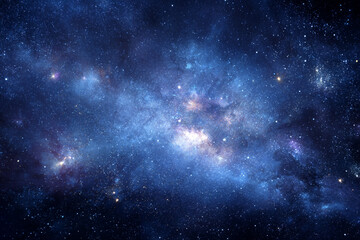 Obraz premium Vast expanse of the night sky filled with stars and cosmic clouds captured from a distant viewpoint