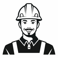 Construction Worker Portrait Vector Art, Icons, and Graphics Image vector Isolated on white background.