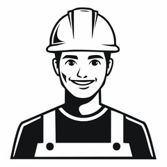 Construction Worker Portrait Vector Art, Icons, and Graphics Image vector Isolated on white background.