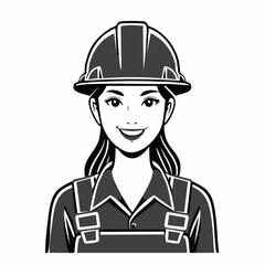Construction Worker Portrait Vector Art, Icons, and Graphics Image vector Isolated on white background.