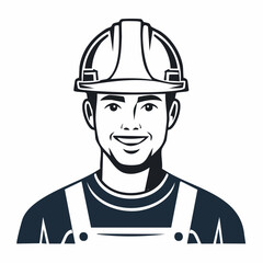 Construction Worker Portrait Vector Art, Icons, and Graphics Image vector Isolated on white background.