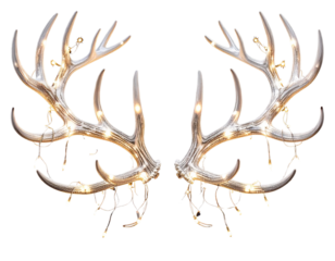 Deer antlers with lights, transparent background