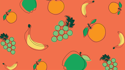 Citrus and banana fruit background