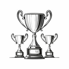 Trophies cups medals image vector isolated on white  Background.