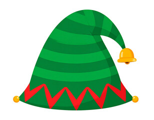 Elf hat with jingle bell, transparent background 