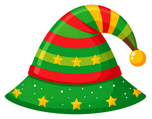 Elf hat with jingle bell, transparent background