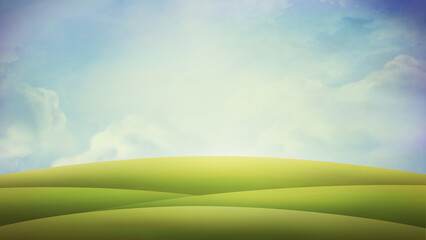 Obraz premium green field and blue sky