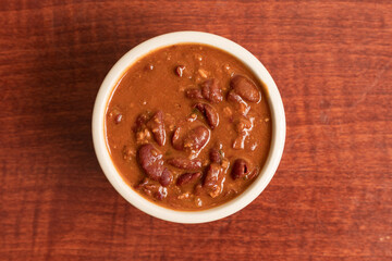 Bowl of beef and bean chili