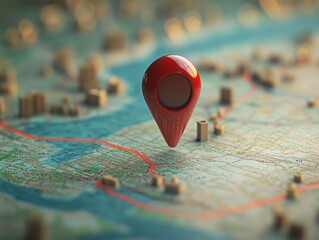 Location Pin Highlighting a Place on 3D Map