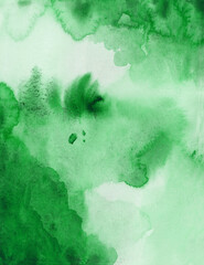 Bright painted green watercolor texture. Hand drawn background