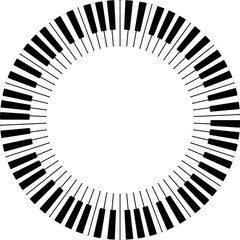 vector round frame of piano keyboard isolated on white background. modern music illustration. classic music. template for piano concert