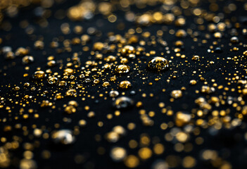 gold glitter and water drops