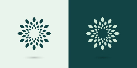 green circular leaf flower icon symbol logo, concept sustainable eco business, global environment protection, ethical business