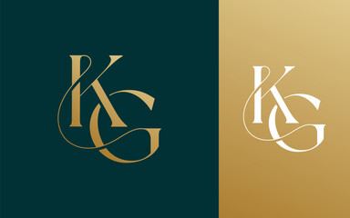 Initial letter KG GK logo design vector illustration for couple, wedding, and business