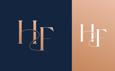 Initial letter HF FH logo design vector illustration for couple, wedding, and business