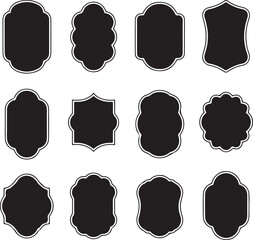 Vintage Label Frame Silhouette Collection – Black and White Decorative Badges

