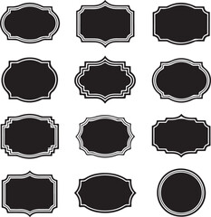 Vintage Label Frame Silhouette Collection – Black and White Decorative Badges

