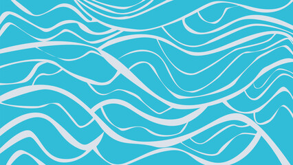 Fototapeta premium White Wave Lines on Cyan Background
