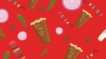 Turkish kebab skewer background
