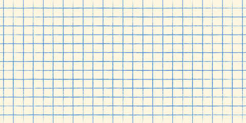 Education back to school concept horizontal banner template. Blue graph grid vintage texture, notebook page, blank sheet. Modern retro vector illustration