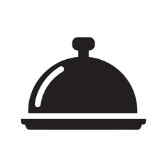 Obraz premium Serving cloche icon for restaurant food service and gourmet dining a metal dome cover for a plate to keep food warm for fine dining vector solid glyph icon