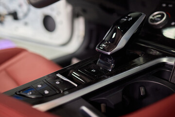 Macro shot of a car gear lever an essential auto part