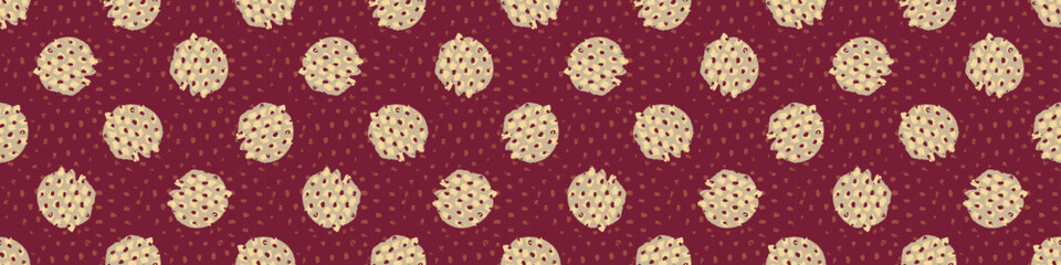Polka dot blockprint seamless vector border. Neutral unisex whimsical style for washi tape, edging and handmade print texture. spotty vintage Ribbon. 