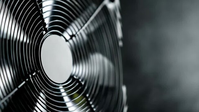 Close-up of a black metal fan grill