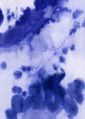Bright painted blue and violet watercolor texture. Hand drawn background
