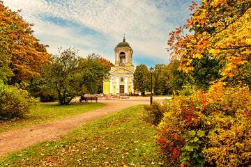 The alley leading to the Theatre Square and the Lutheran Church of Saints Peter and Paul in Vyborg.