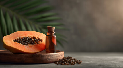 Extracting papaya oil from fresh papaya fruit natural kitchen environment