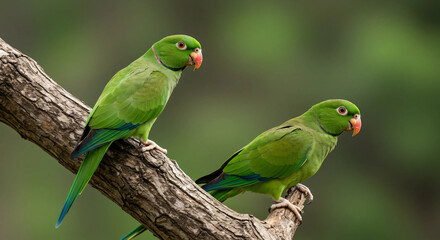 Fototapeta premium green parrot on a branch