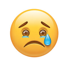 Fototapeta premium Sad crying face emoji illustration for expressing sadness grief sorrow and disappointment online vector image