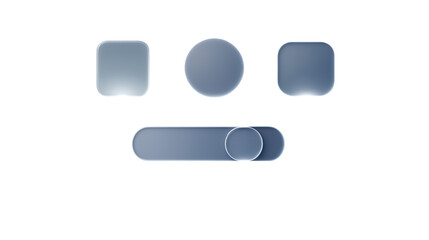 Modern Glassmorphism UI Elements Set – Soft Neon 3D Switches and Buttons Pack