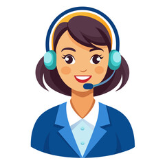 Close up of confident call center worker with headset smiling warmly for customer service