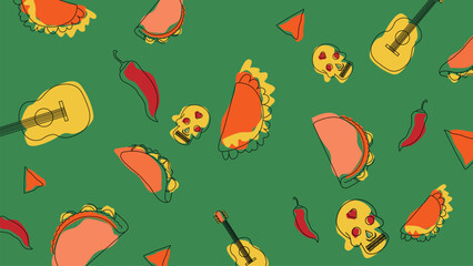 Mexican skull and taco background