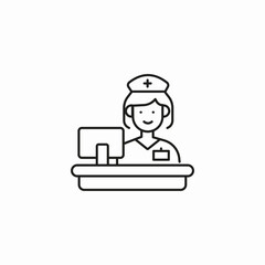 nurse desk computer icon sign vector