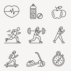 fitness icons set