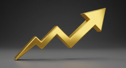 A golden arrow soaring upward, symbolizing growth, success, and prosperity against a dark background.