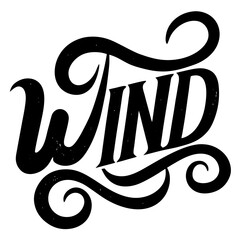 vector illustration of a word wind
