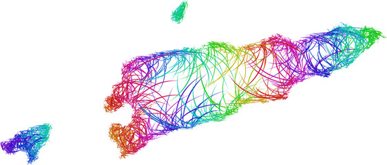 Fototapeta premium Rainbow sketch outline map of Timor-Leste 