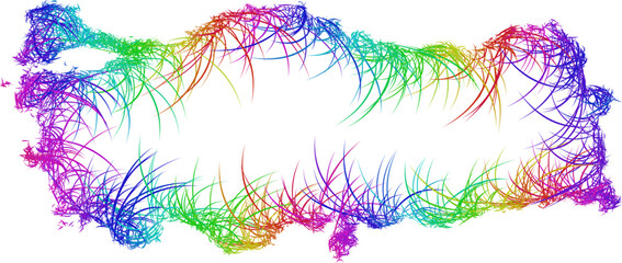 Rainbow sketch outline map of Turkey 