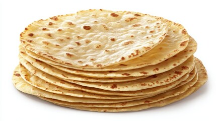 Golden brown tortillas layered carefully, revealing crisp edges and warm, toasted coloration, prepared for hearty mexican style meal assembly