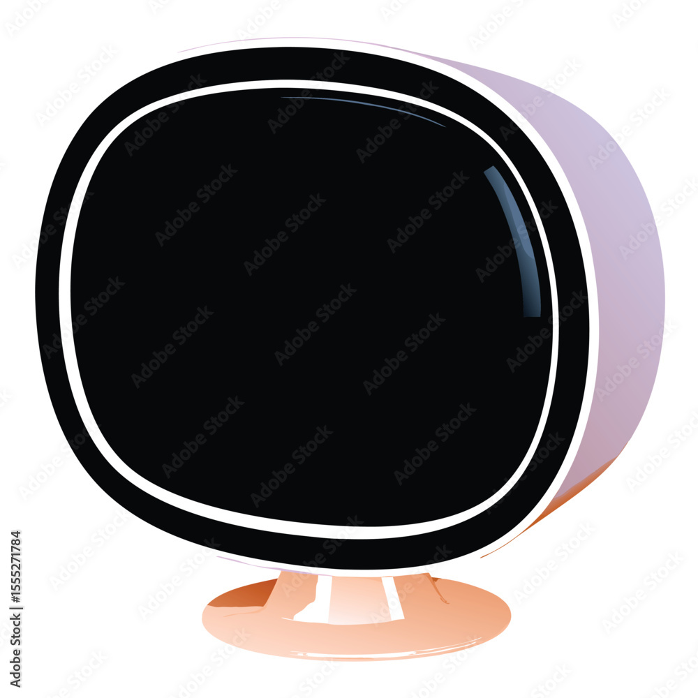 Fototapete 3 d rendered retro futuristic computer monitor with black screen and orange base on white background