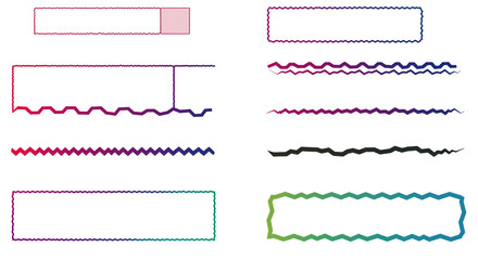 A vibrant collection of playful, hand-drawn borders featuring various shapes and colors, perfect for adding a touch of whimsy and creativity to any design project.