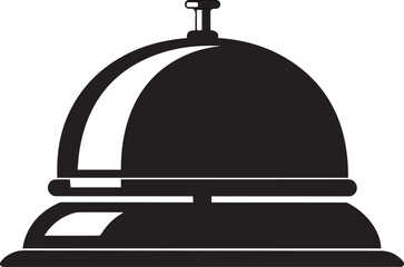 Bell on rooftop icon with silver and gold metal service bell symbol for hotel reception and concierge assistance vector illustration