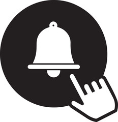 Fototapeta premium Hand holding bell icon vector illustration safety symbol design sign object equipment helmet cap hat button protection army baseball construction